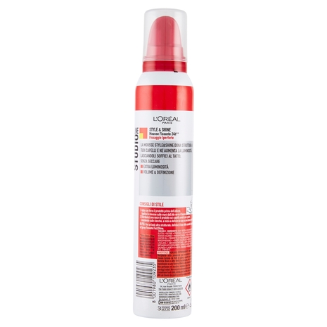 L'Oréal Paris Studio Line Style&shine, Mousse capelli iperforte, 200 ml